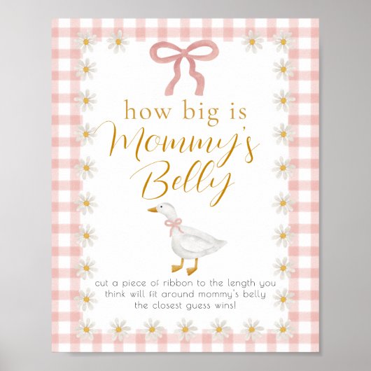 Silly Goose Pink Gingham Baby Shower Belly Guess  ポスター (正面)