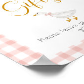 Silly Goose Pink Gingham Baby Shower Gift Table ポスター (角)