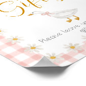 Silly Goose Pink Gingham Baby Shower Gift Table  ポスター (角)