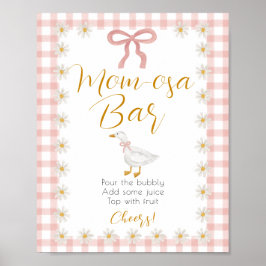 Silly Goose Pink Gingham Baby Shower Mimosa Bar ポスター