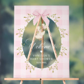 Silly Goose Pink Gingham Baby Shower Welcome アクリルサイン (ニュートラル)