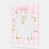 Silly Goose Pink Gingham Baby Shower Welcome アクリルサイン (傾斜)