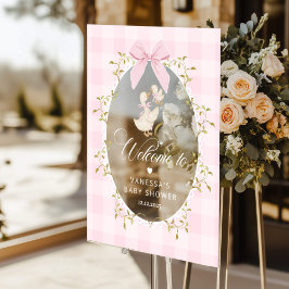 Silly Goose Pink Gingham Baby Shower Welcome アクリルサイン