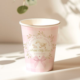 Silly Goose Pink Gingham Bow Baby Shower 紙コップ