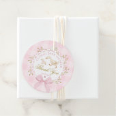 Silly Goose Pink Gingham Bow Baby Shower Thank you フェイバータグ (インサイチュ)