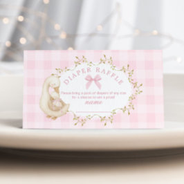 Silly Goose Pink Gingham Diaper raffle ticket エンクロージャーカード