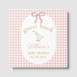 Silly Goose Pink Gingham Girl Baby Shower ゲストブック