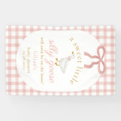 Silly Goose Pink Gingham Girl Baby Shower 横断幕 (横)