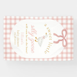 Silly Goose Pink Gingham Girl Baby Shower 横断幕