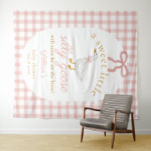 Silly Goose Pink Gingham Girl Baby Shower Backdrop タペストリー (インサイチュ(横))