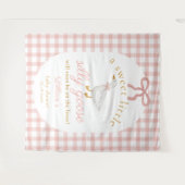 Silly Goose Pink Gingham Girl Baby Shower Backdrop タペストリー (正面(横))
