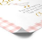 Silly Goose Pink Gingham Mimosa Station Sign ポスター (角)