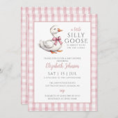 Silly Goose Pink Girl Baby Shower All In One 招待状 (正面/裏面)