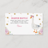 Silly Goose Pink Watercolor Baby Shower Diaper エンクロージャーカード (正面)