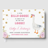 Silly Goose Pink Watercolor Girls Baby Shower ゲストブック (正面)
