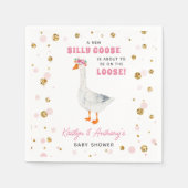 Silly Goose Pink Watercolor Girls Baby Shower スタンダードカクテルナプキン (正面)