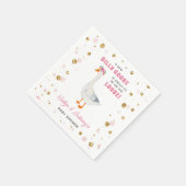 Silly Goose Pink Watercolor Girls Baby Shower スタンダードカクテルナプキン (角)