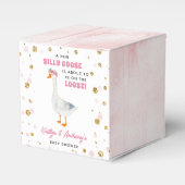 Silly Goose Pink Watercolor Girls Baby Shower フェイバーボックス (正面サイド)