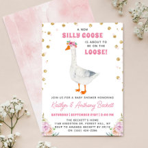 Silly Goose Pink Watercolor Girls Baby Shower