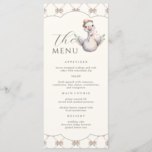  Silly Goose Preppy Bow Baby Shower メニュー (正面)