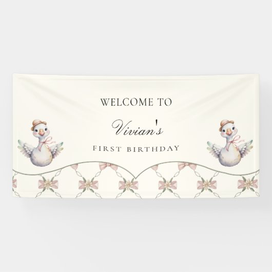 Silly Goose Preppy Bow Baby Shower 横断幕 (横)