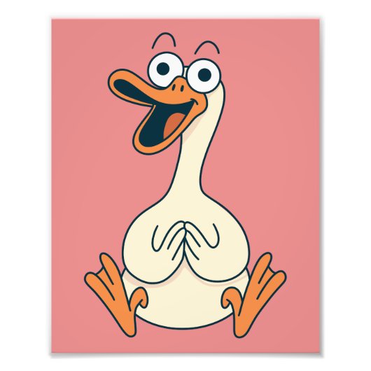 Silly Goose, Quirky, Funny Cartoon Goose フォトプリント (正面)