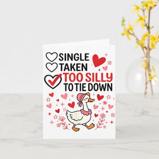 Silly Goose Romantic Status Funny Love Life Dating カード (黄色い花)