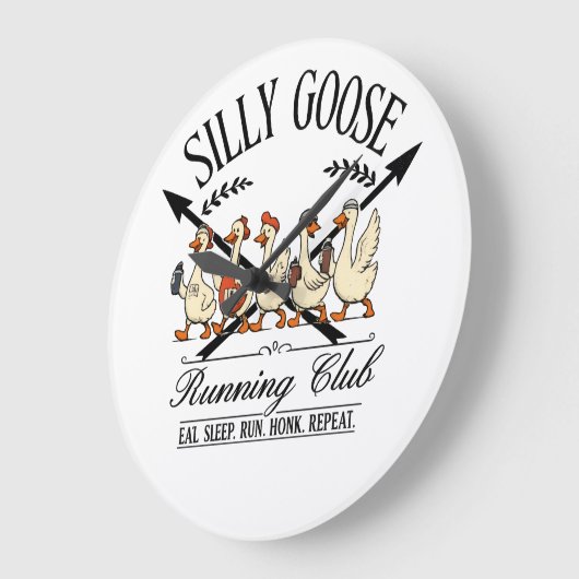 Silly Goose Runner ラージ壁時計 (傾斜)