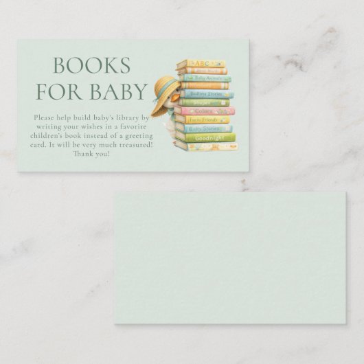 Silly Goose Sage Books for Baby Shower  エンクロージャーカード (正面/裏面)