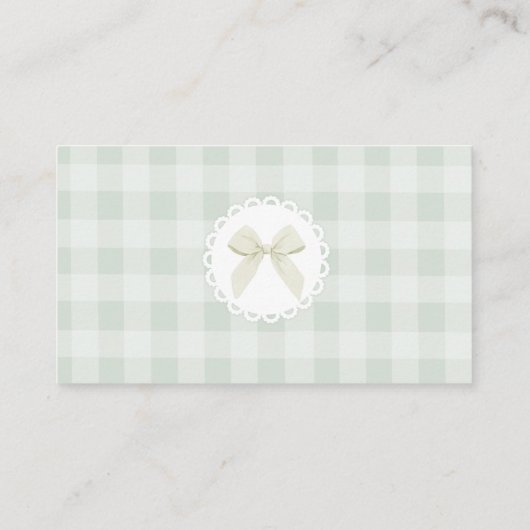 Silly Goose Sage Bow Gingham Diaper raffle ticket エンクロージャーカード (裏面)