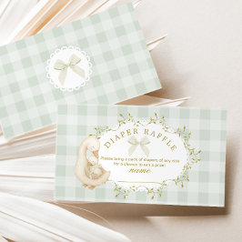 Silly Goose Sage  Bow Gingham Diaper raffle ticket エンクロージャーカード