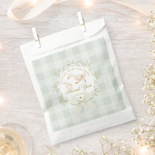 Silly Goose Sage Gender Neutral Thank you フェイバーバッグ (クリップ留めされた状態)