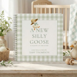 Silly Goose Sage Gingham Baby Shower Guest Book ノートブック