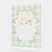 Silly Goose Sage Gingham Baby Shower Welcome アクリルサイン (傾斜)