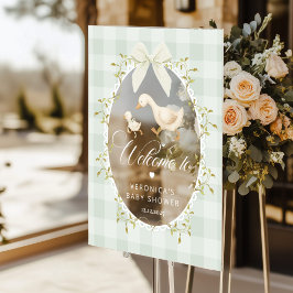 Silly Goose Sage Gingham Baby Shower Welcome アクリルサイン