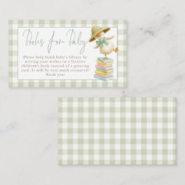 Silly Goose Sage Gingham Books for Baby Shower エンクロージャーカード