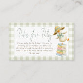 Silly Goose Sage Gingham Books for Baby Shower エンクロージャーカード (正面)