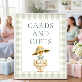 Silly Goose Sage Gingham Cards Gifts Baby Shower ポスター
