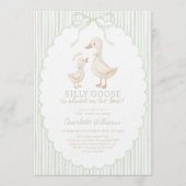 Silly Goose Sage Green Baby Shower 招待状 (正面)