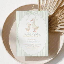 Silly Goose Sage Green Baby Shower 招待状