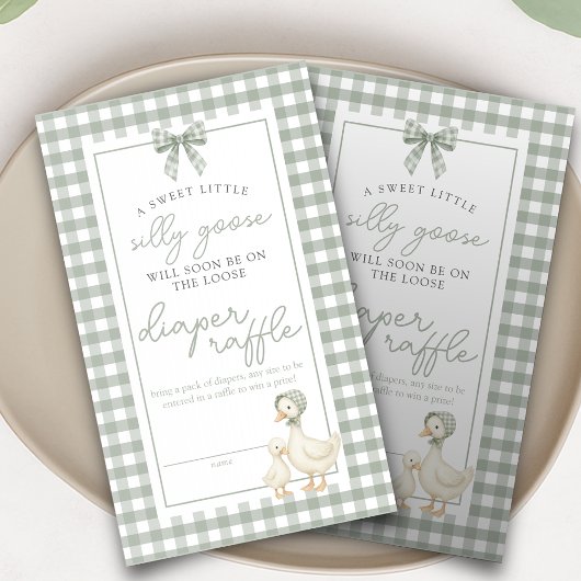 Silly Goose Sage Green Coquette Diaper Raffle エンクロージャーカード