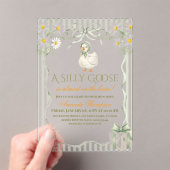 Silly Goose Sage Green Gender Neutral Baby Shower アクリル招待状 (インサイチュ (ポータブル))