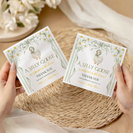 Silly Goose Sage Green Gender Neutral Baby Shower スタンダードランチョンナプキン