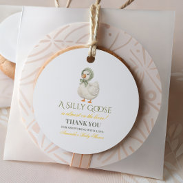 Silly Goose Sage Green Gender Neutral Baby Shower フェイバータグ