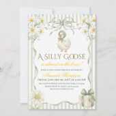 Silly Goose Sage Green Gender Neutral Baby Shower 招待状 (正面)