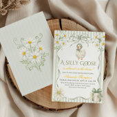 Silly Goose Sage Green Gender Neutral Baby Shower 招待状