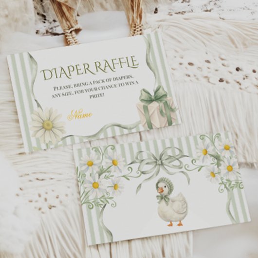 Silly Goose Sage Green Neutral Baby Shower Diaper エンクロージャーカード