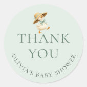 Silly Goose Sage Thank You Baby Shower ラウンドシール (正面)
