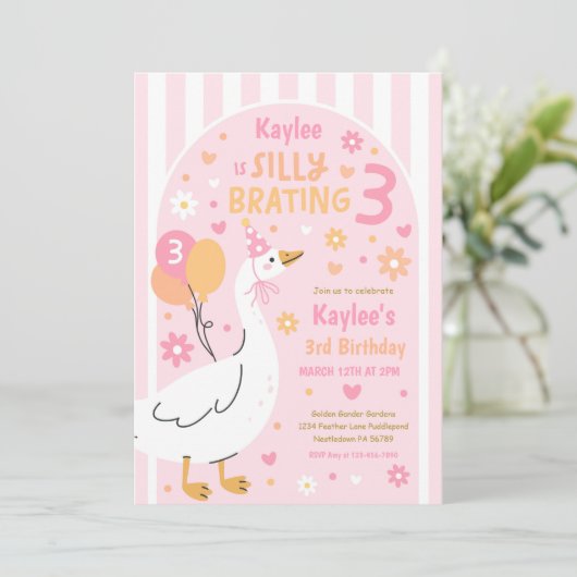 Silly Goose Silly-Brating Three Birthday Party 招待状 (スタンド正面)