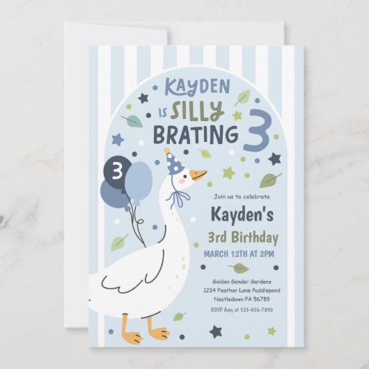 Silly Goose Silly-Brating Three Birthday Party  招待状 (正面)